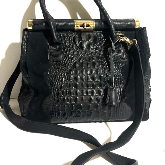 Giada Pelle croc embossed satchel Elegant Black Handbag - Picture 4 of 7